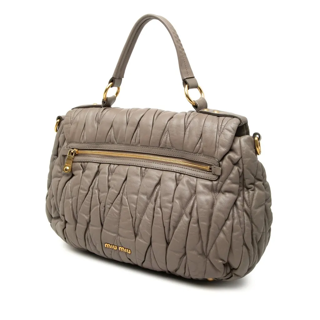Miu Miu Matelasse Nappa Satchel Brown Leather Very good - Back View