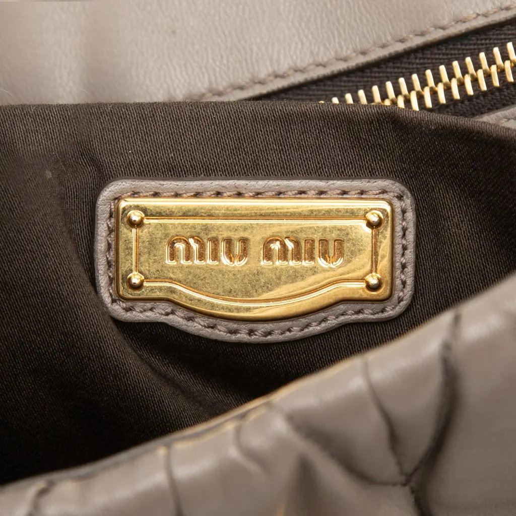 Miu Miu Matelasse Nappa Satchel Brown Leather Very good - Box View