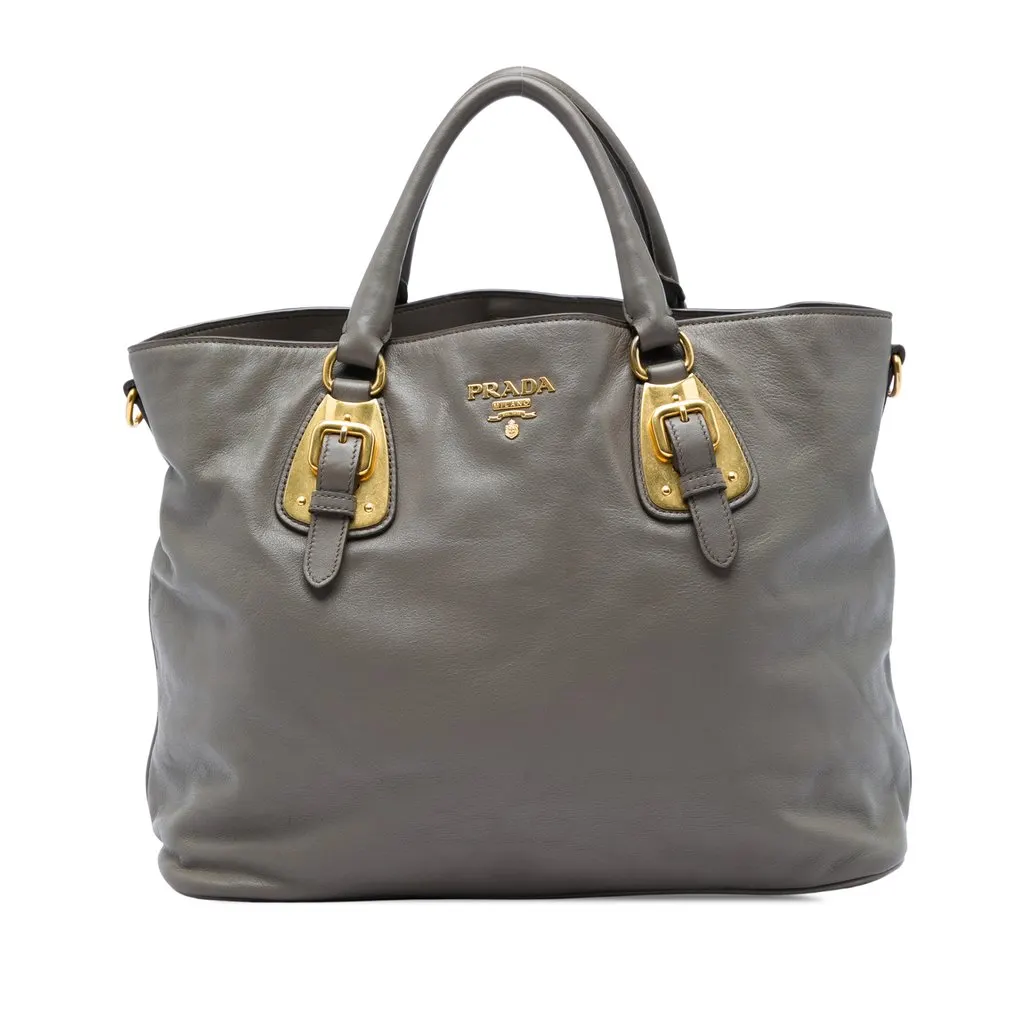 Prada Soft Calfskin Open Convertible Shopping Tote MultiColor Leather Very good - Front View