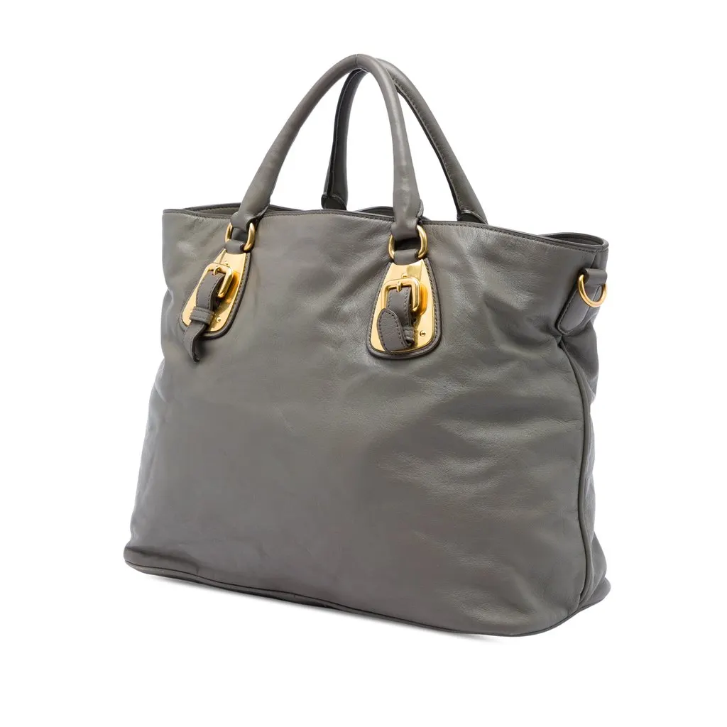 Prada Soft Calfskin Open Convertible Shopping Tote MultiColor Leather Very good - Back View