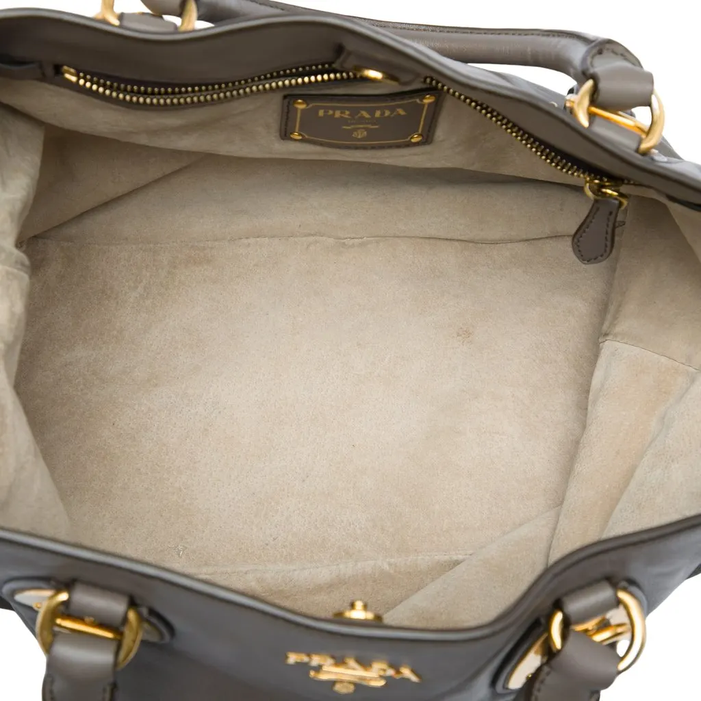 Prada Soft Calfskin Open Convertible Shopping Tote MultiColor Leather Very good - Model View