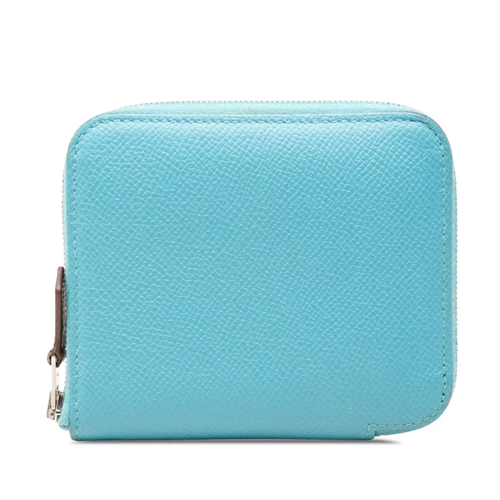 Hermès Epsom Azap Silk in Compact Wallet Blue Leather Very good - Front View