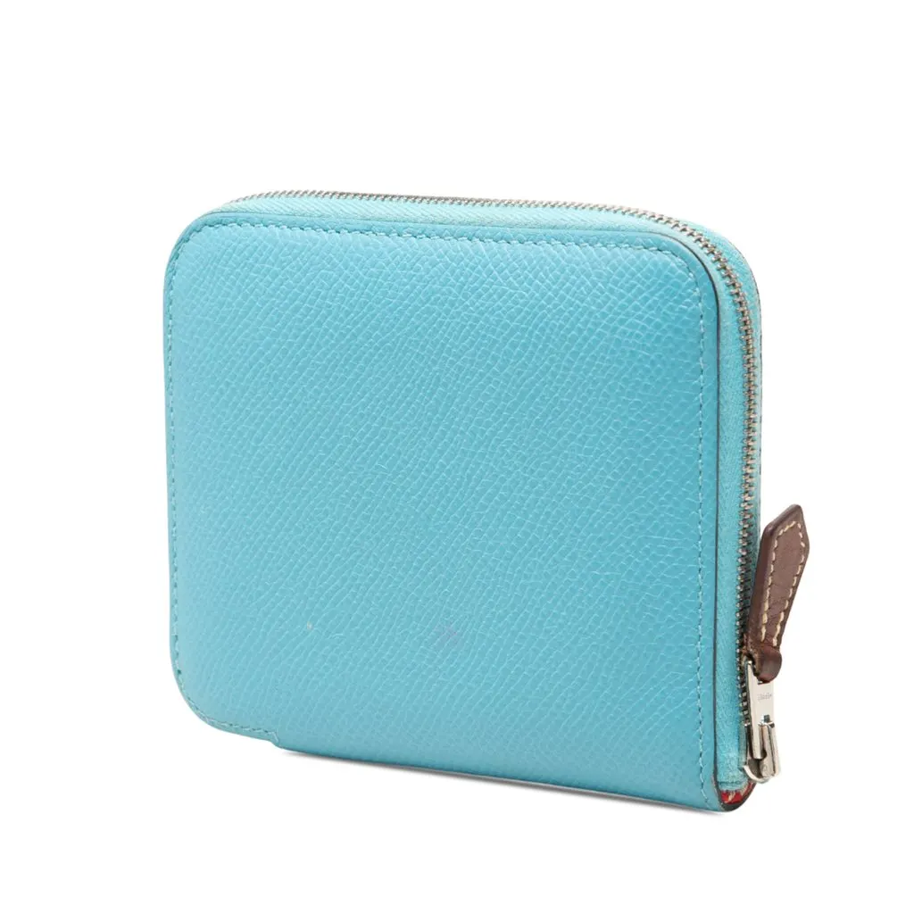 Hermès Epsom Azap Silk in Compact Wallet Blue Leather Very good - Back View