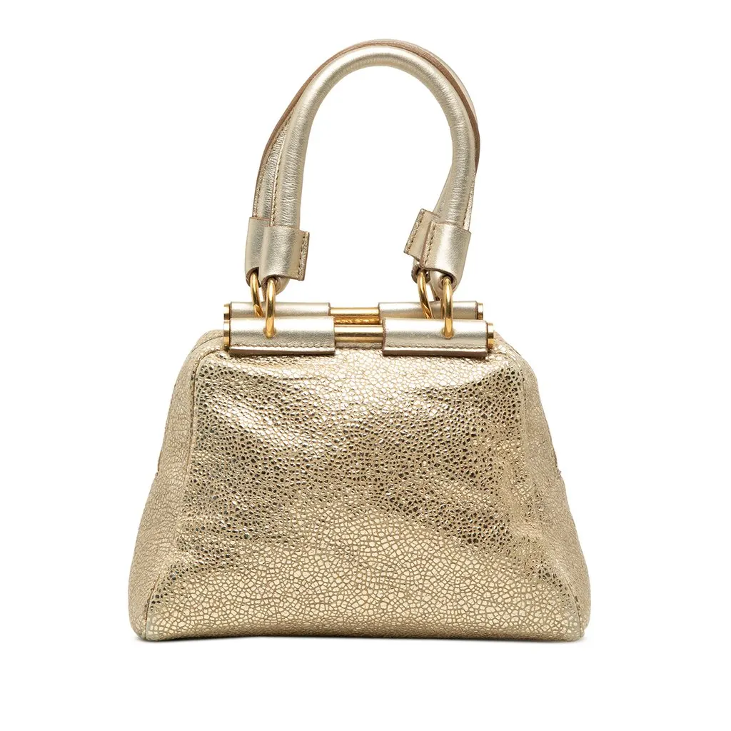Saint Laurent Small Metallic Grained Calfskin Majorelle Handbag Gold Leather Very good - Front View