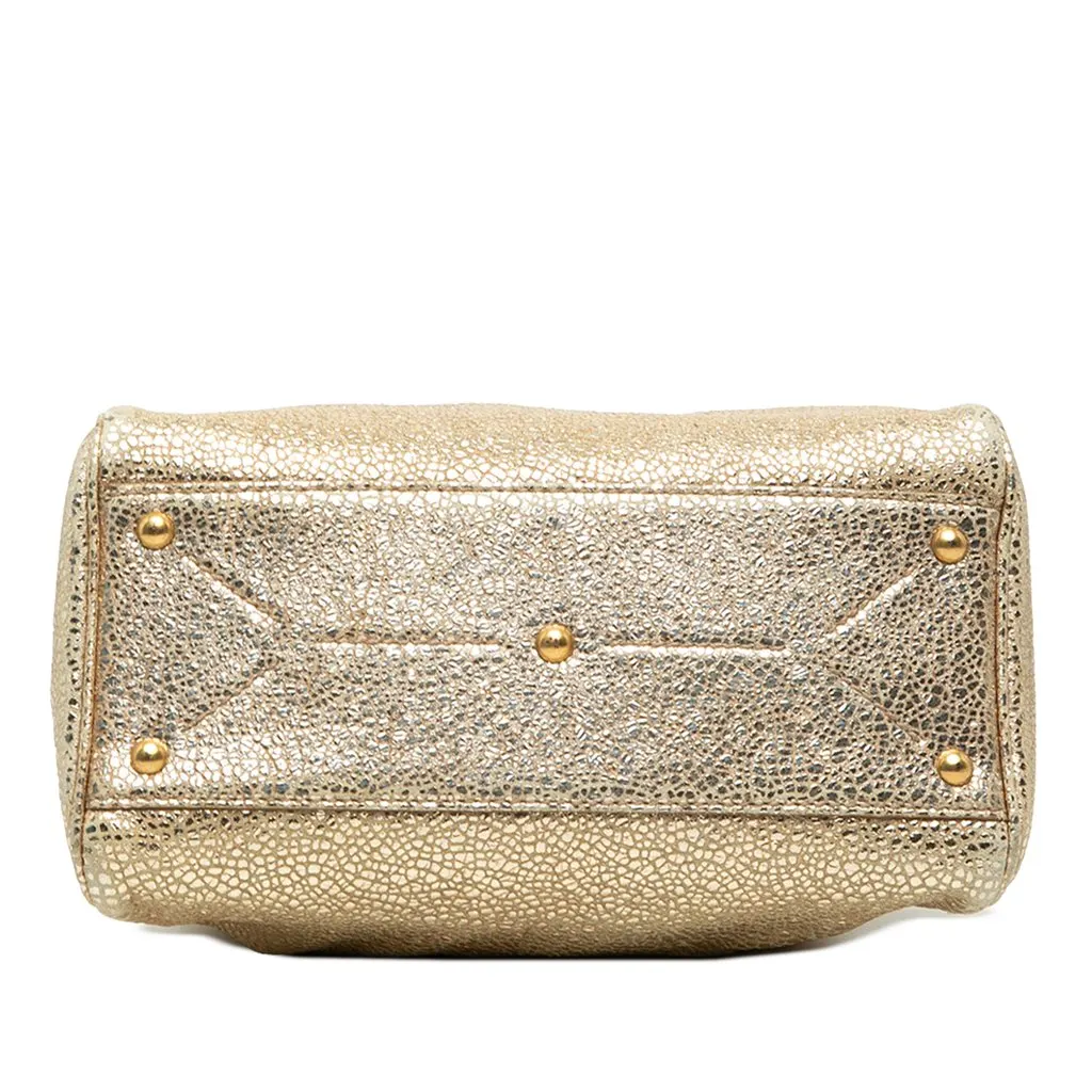 Saint Laurent Small Metallic Grained Calfskin Majorelle Handbag Gold Leather Very good - Inside View