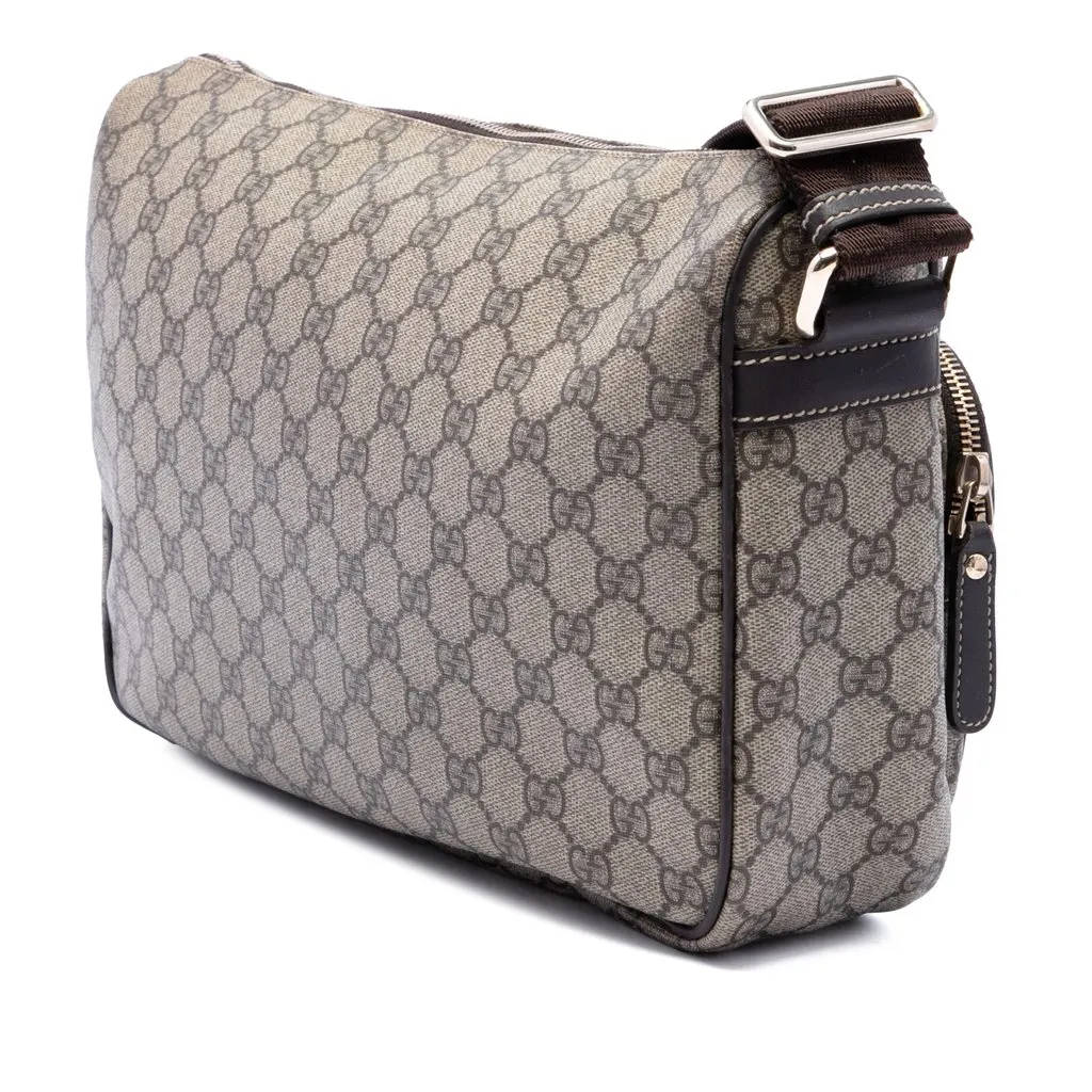 Gucci GG Supreme Double Pocket Crossbody Beige Canvas Good - Back View