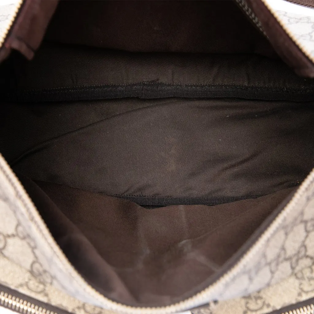 Gucci GG Supreme Double Pocket Crossbody Beige Canvas Good - Model View