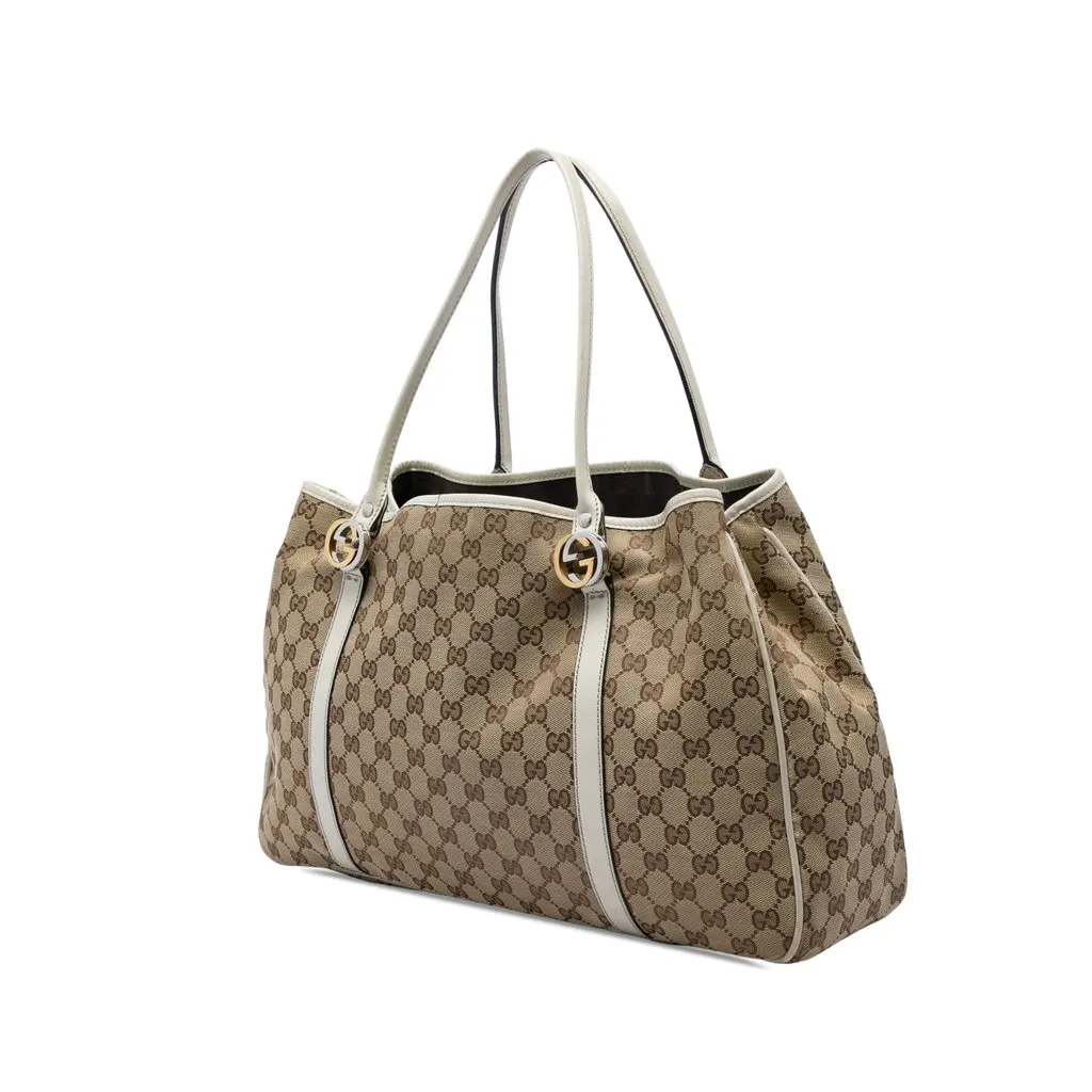 Gucci Large GG Canvas Twins Tote Beige Canvas Very good - Back View