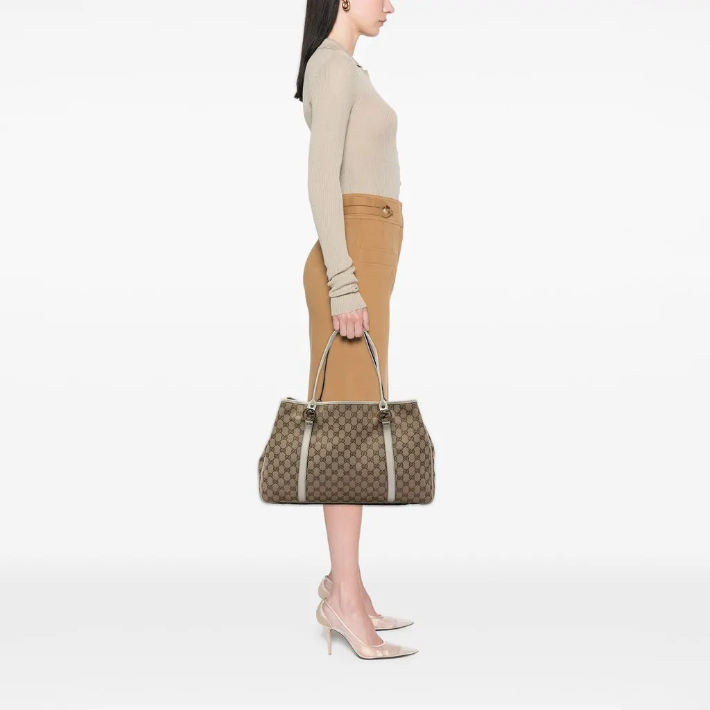 Gucci Large GG Canvas Twins Tote Beige Canvas Very good - Box View