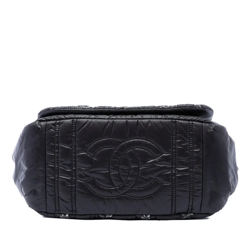 Chanel Paris Byzance Nylon Tweed On Stitch Bubble Accordion Flap Black Polyamide Very good - Inside View