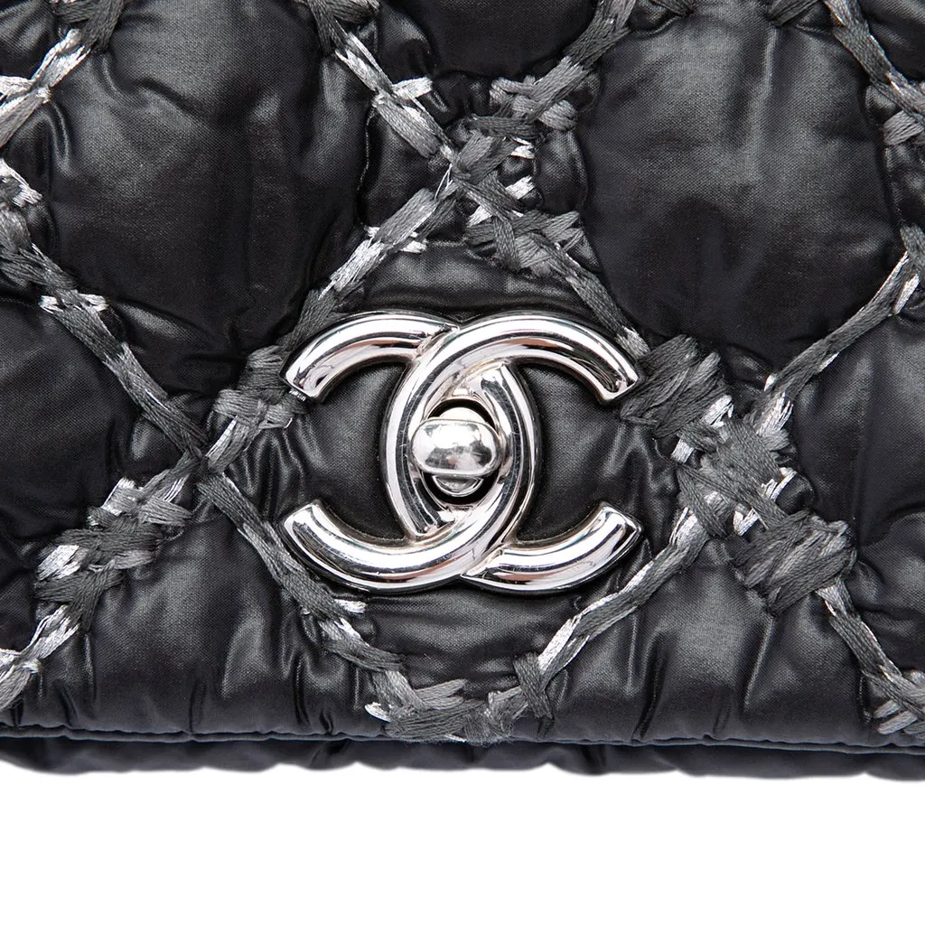 Chanel Paris Byzance Nylon Tweed On Stitch Bubble Accordion Flap Black Polyamide Very good - Box View