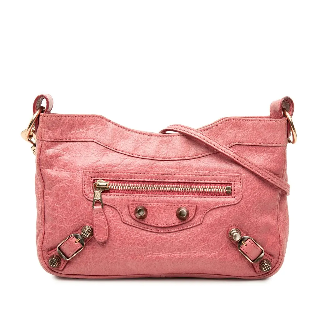 Balenciaga Lambskin Motocross Giant 12 Hip Crossbody Pink Leather Good - Front View