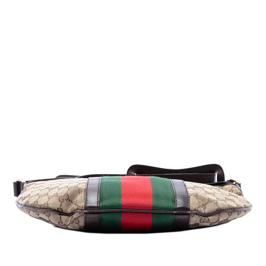 Gucci Medium GG Canvas Web Half Moon Crossbody Beige Canvas Very good - Inside View