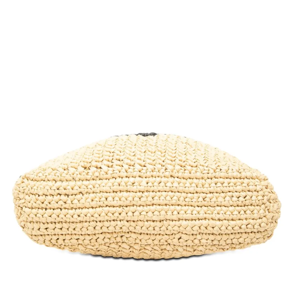 Prada Small Raffia Effect Crochet Embroidered Logo Tote Beige Rattan Very good - Inside View