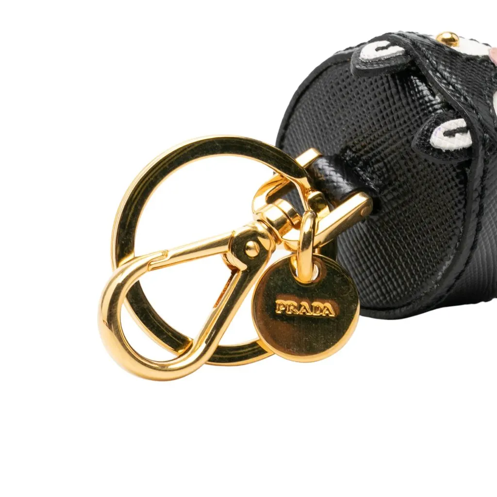 Prada Saffiano Robot Beaver Bag Charm and Key Chain Black Leather Very good - Inside View