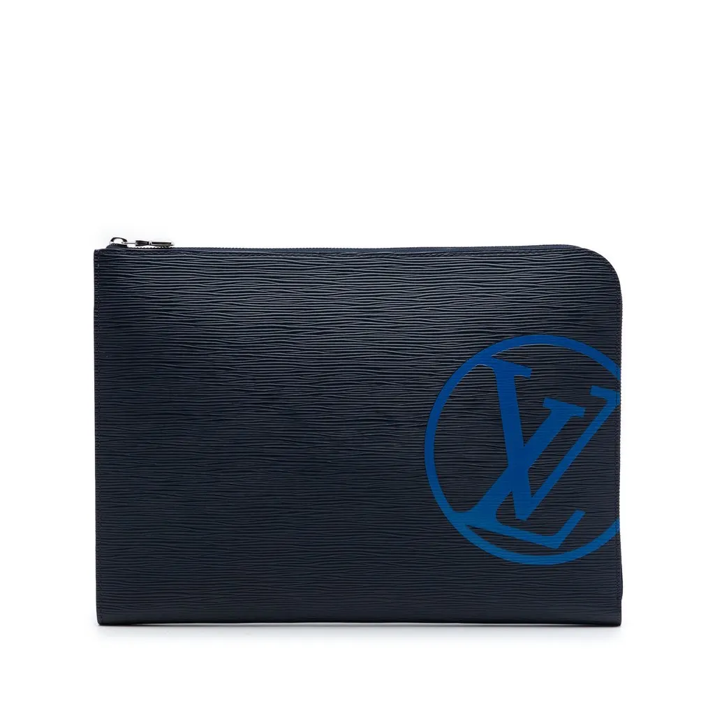 Louis Vuitton Epi Initials Circle Pochette Jour GM Blue Leather Very good - Front View