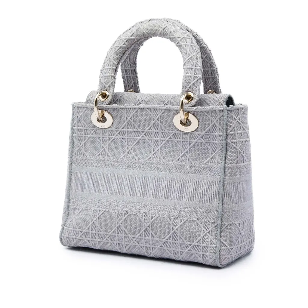 Dior Medium Embroidered Canvas Cannage Lady D Lite MultiColor Very good - Back View