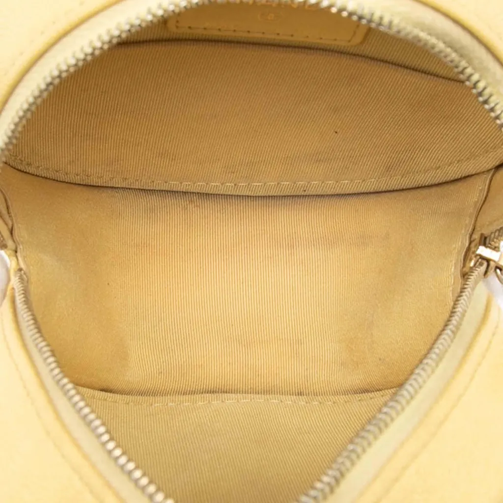 Chanel CC Quilted Caviar Round Clutch With Chain Yellow Leather Very good - Model View