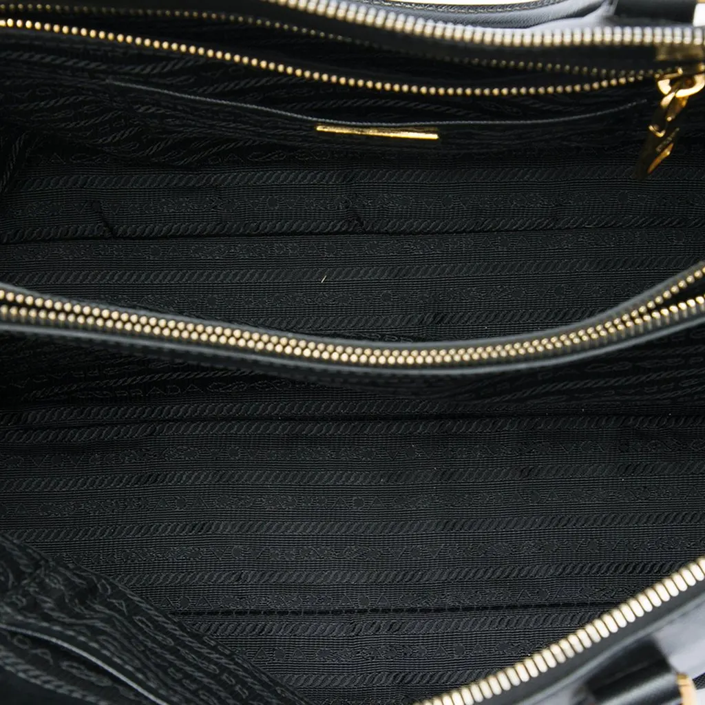 Prada Large Saffiano Lux Promenade Satchel Black Leather Good - Model View