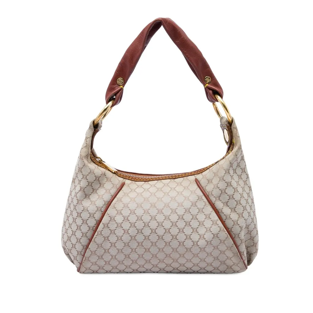 Celine Macadam Canvas Shoulder Bag Beige Very good - Front View