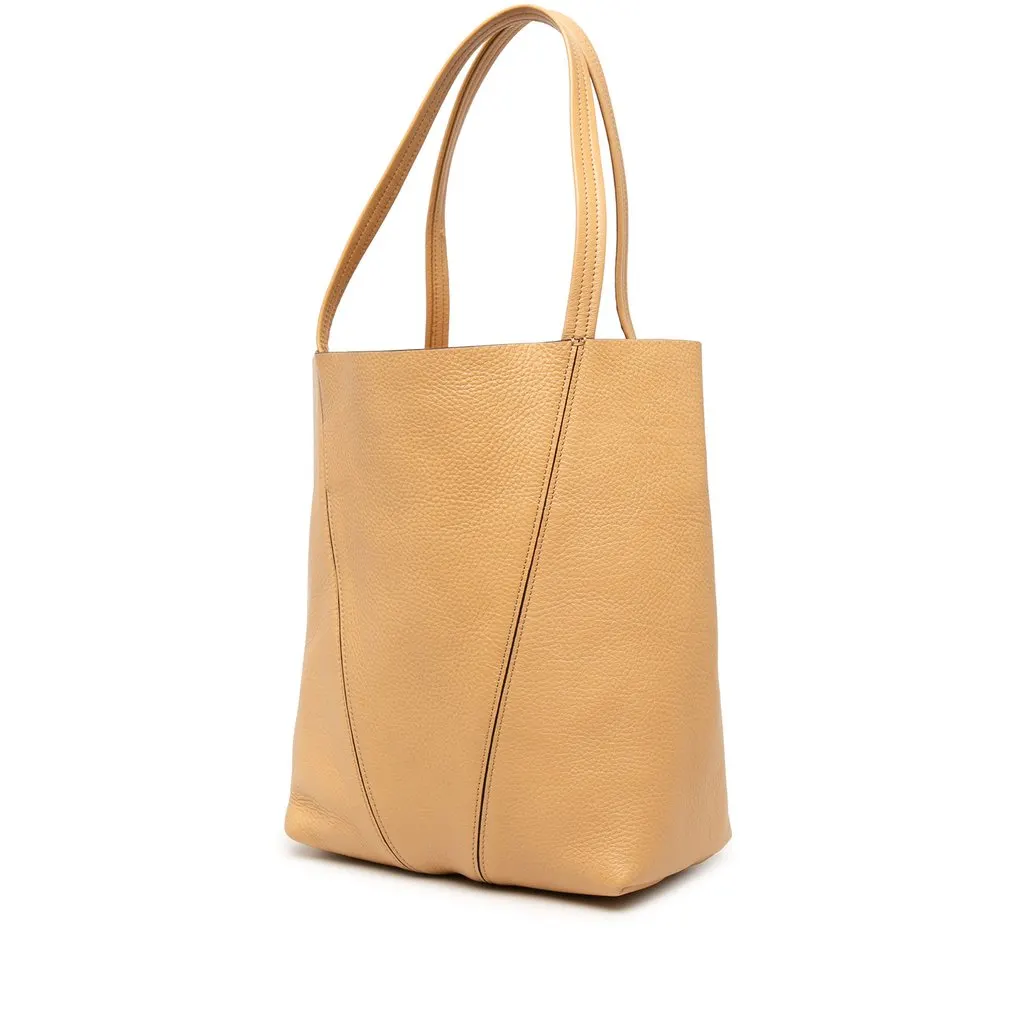 Chloé Grained Calfskin Spin Tote Brown Leather Very good - Back View