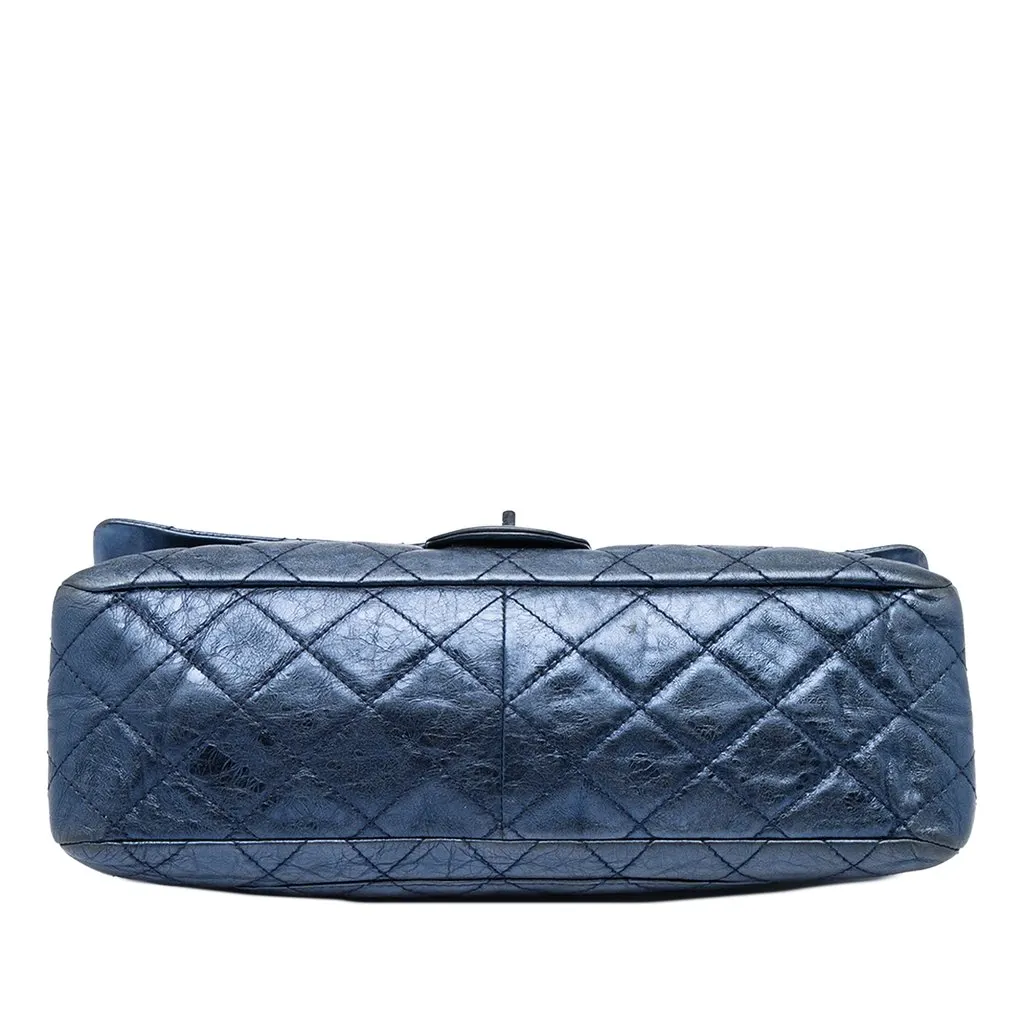 Chanel Metallic Quilted Aged Calfskin Reissue 2.55 Double Flap 228 Blue Leather Very good - Inside View