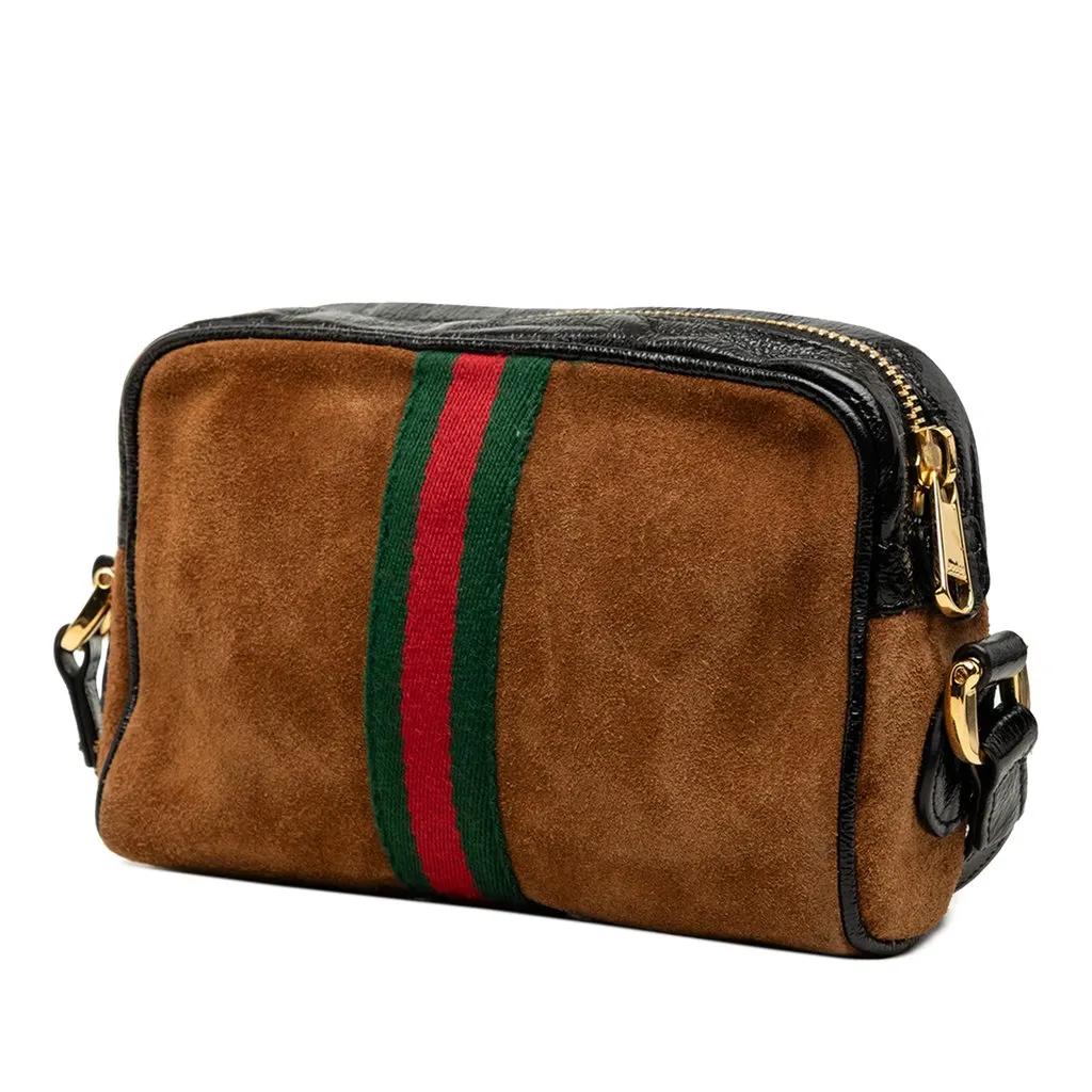Gucci Mini Suede Web Ophidia Crossbody Brown Leather Very good - Back View