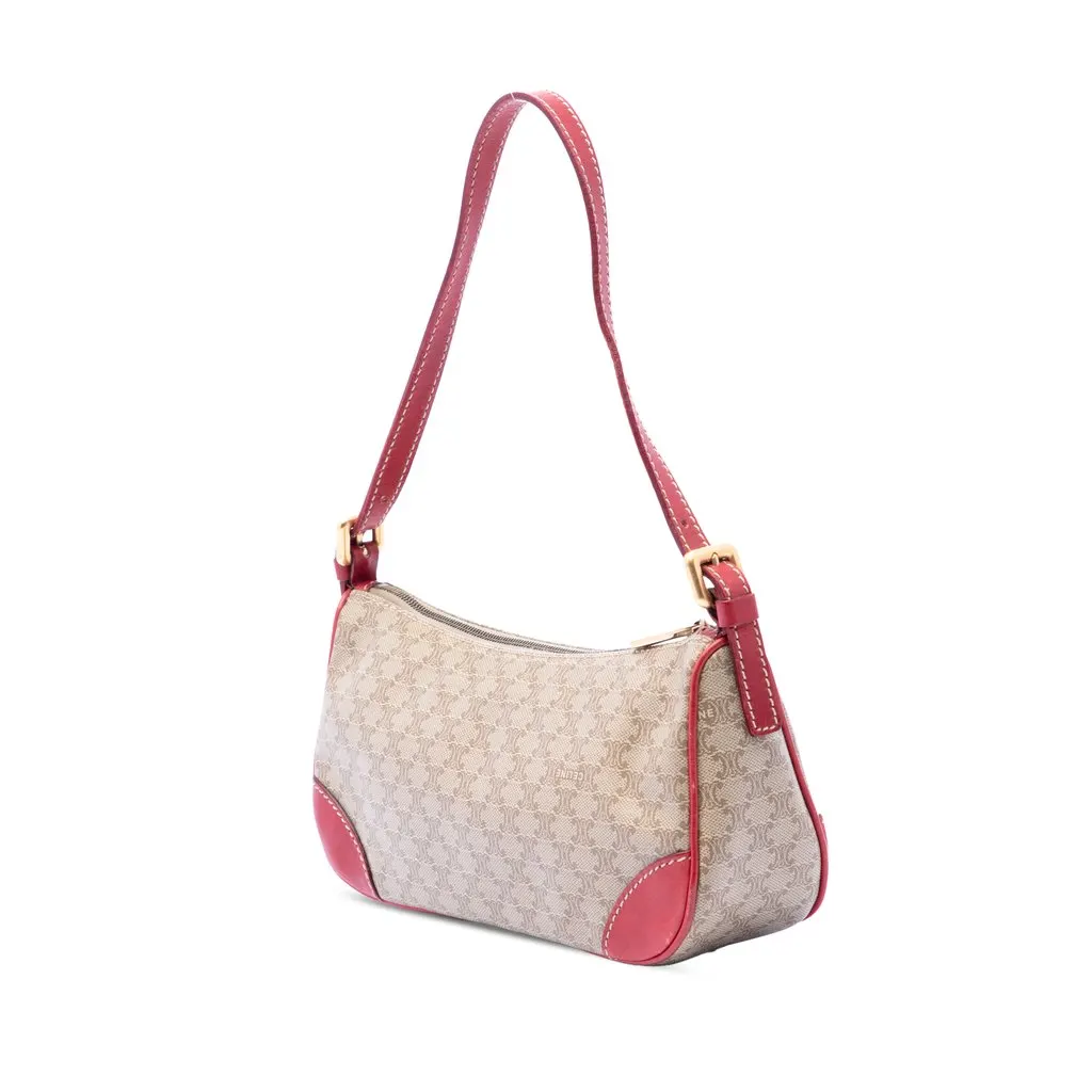 Celine Macadam Coated Canvas Shoulder Bag Beige Very good - Back View