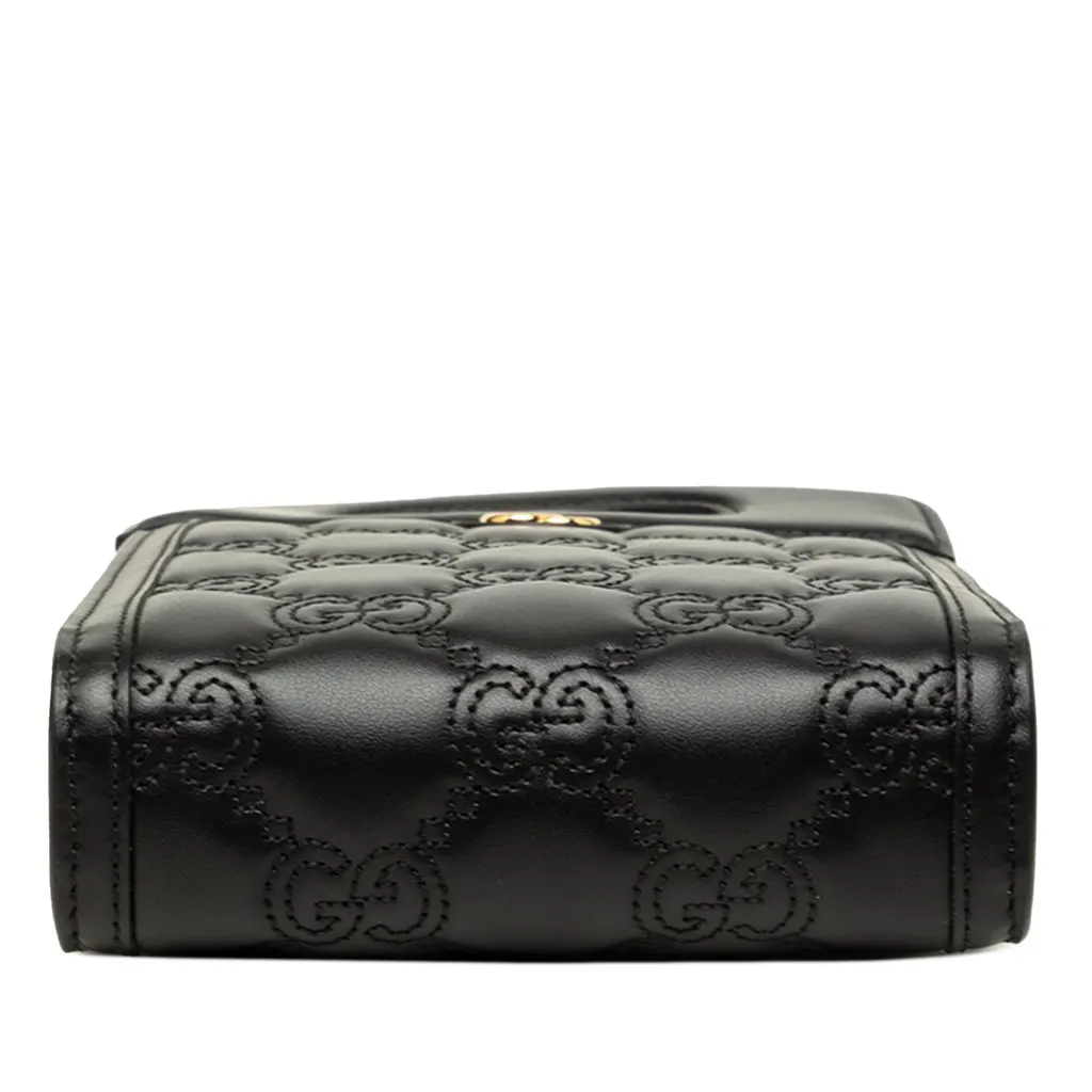 Gucci Mini GG Matelasse Calfskin Cut Out Handle Satchel Black Leather Good - Inside View