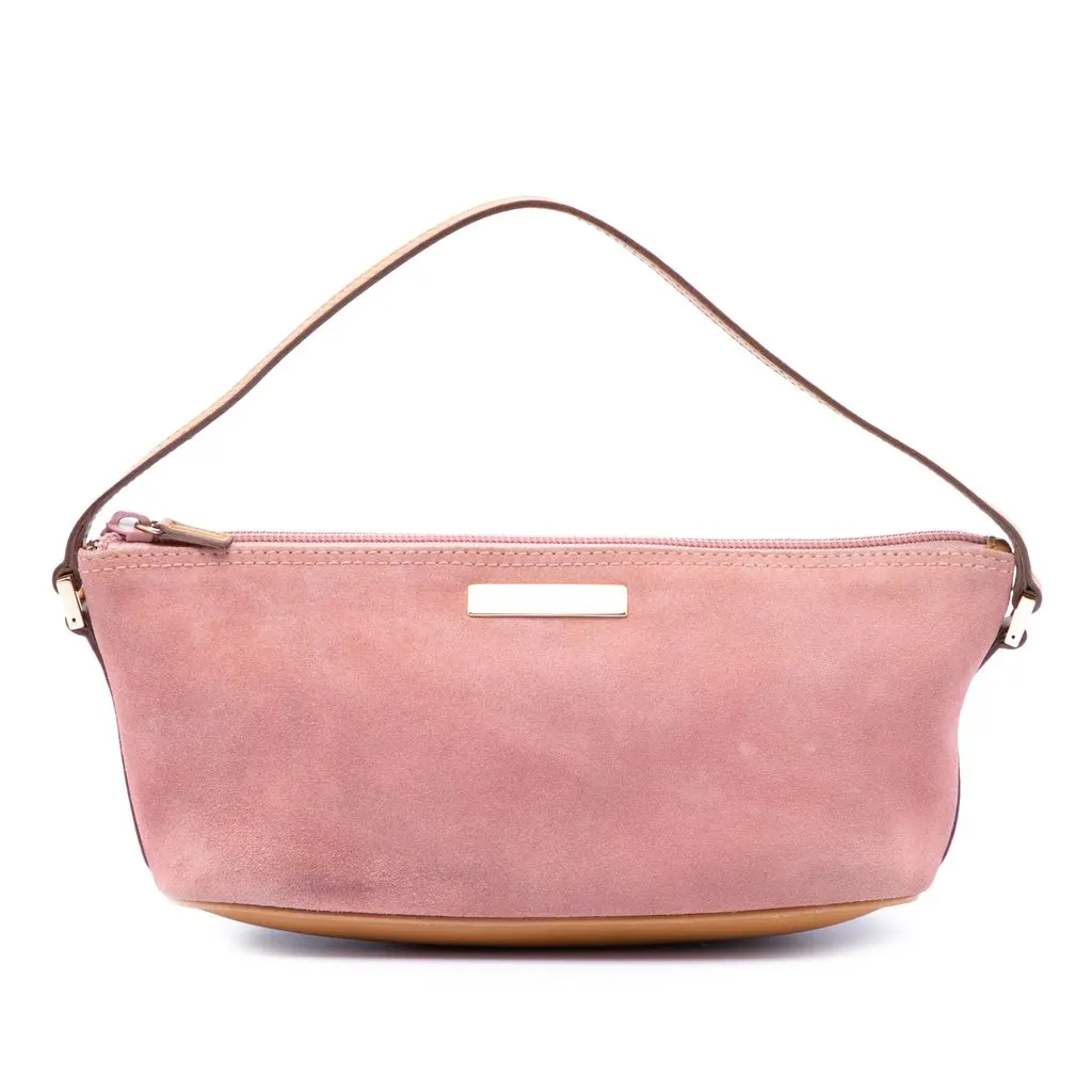 Gucci Suede Boat Pink Leather Very good - Front View