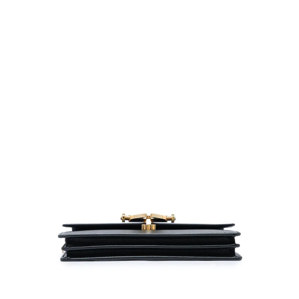 Prada Saffiano Heart Lock Crossbody Black Leather Good - Inside View