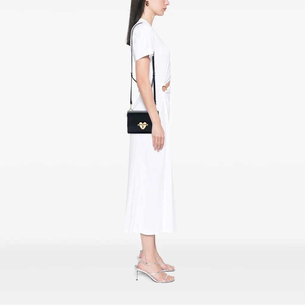 Prada Saffiano Heart Lock Crossbody Black Leather Good - Box View