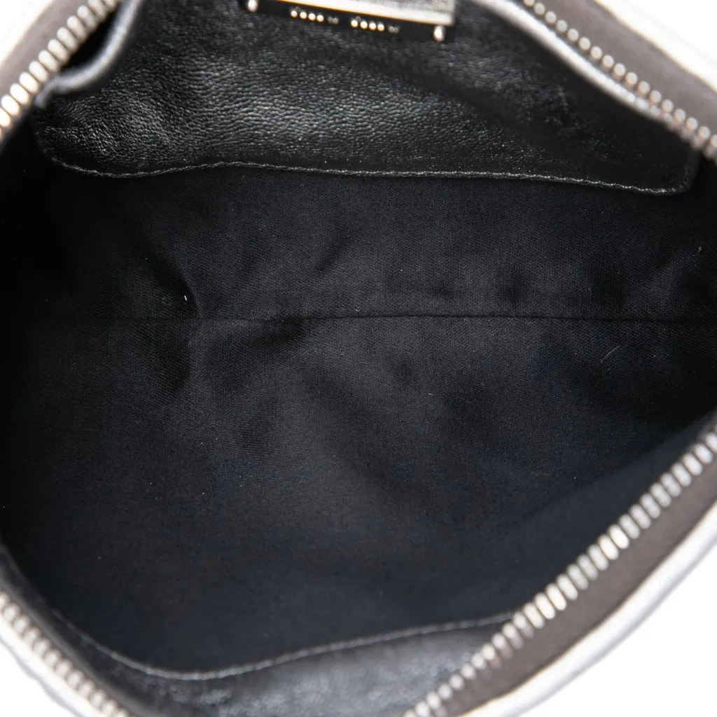 Miu Miu Metallic Matelasse Nappa Crystal Chain Crossbody Silver Leather Very good - Model View