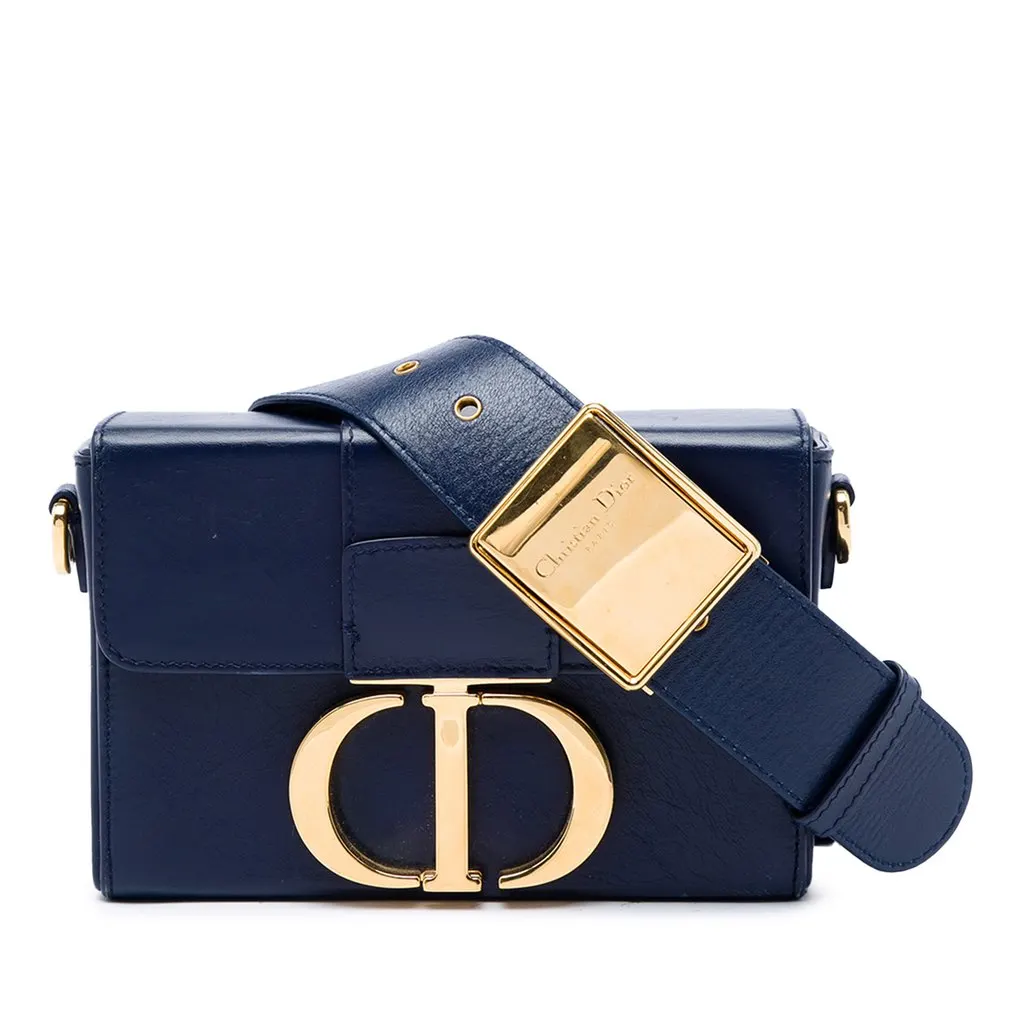 Dior Leather 30 Montaigne Box Bag Blue Leather Very good - Front View