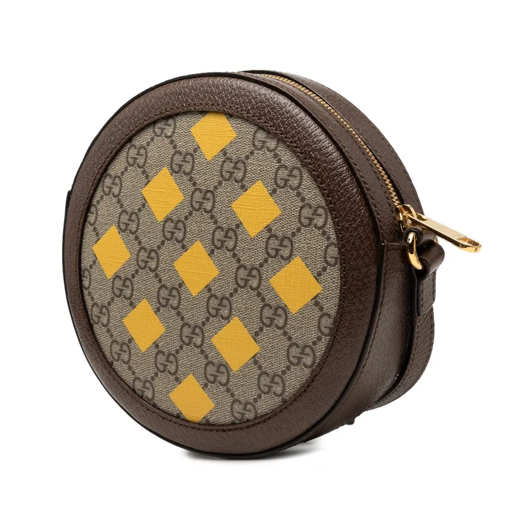 Gucci GG Supreme Web Ophidia Graphic Print Round Crossbody Beige Very good - Back View