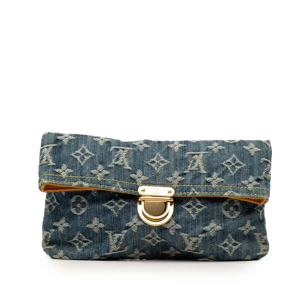 Louis Vuitton Monogram Denim Pochette Plate Blue Very good - Front View