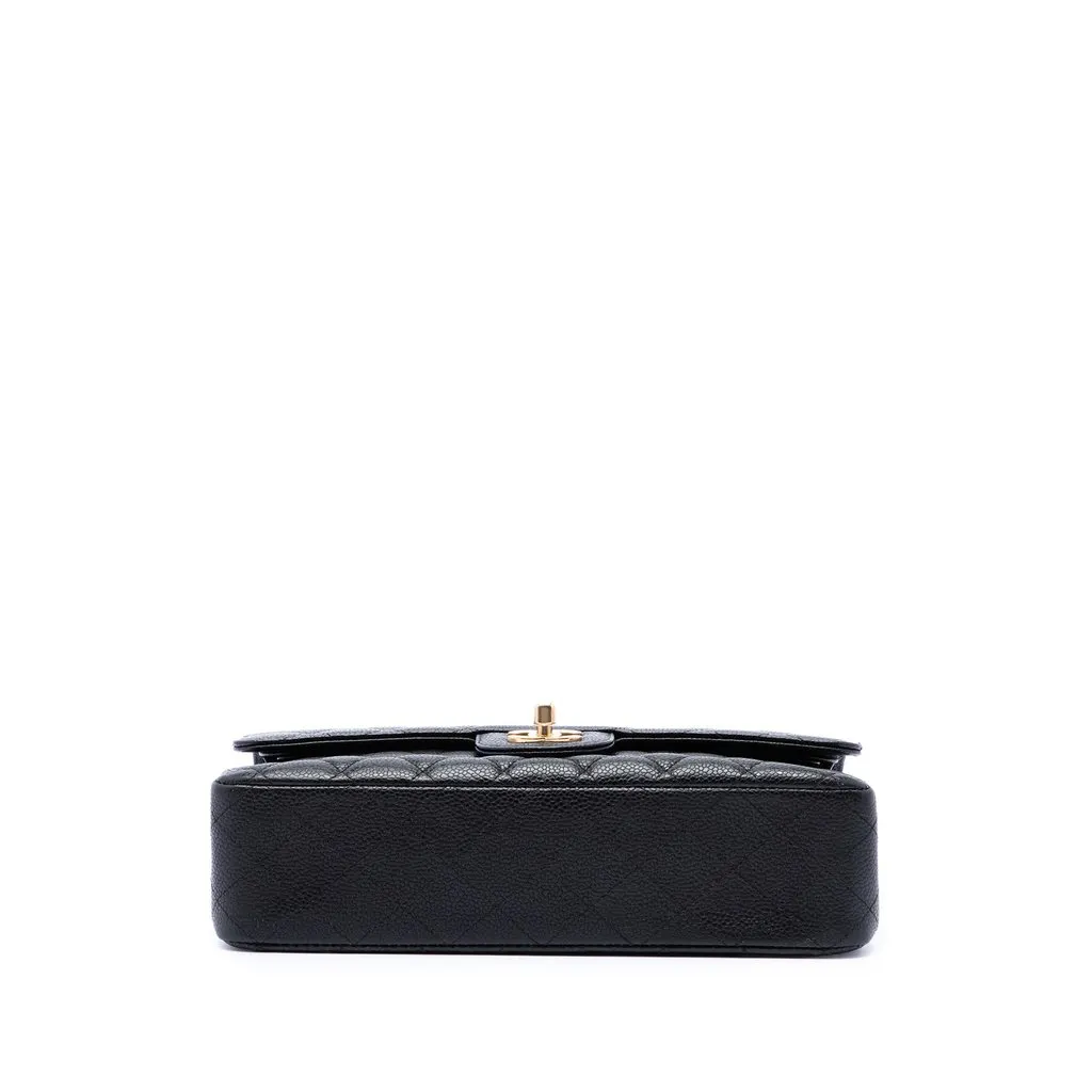 Chanel Medium Classic Caviar Double Flap Black Leather Very good - Inside View