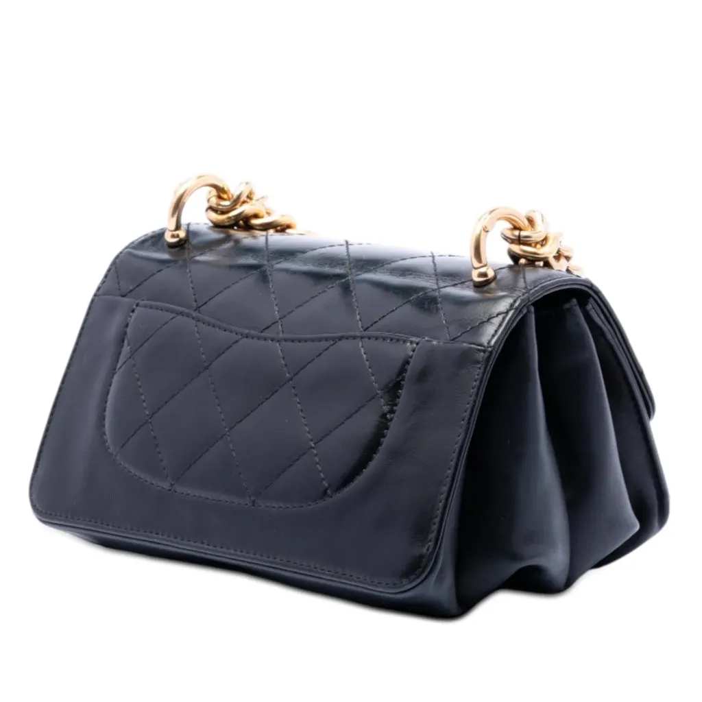 Chanel Paris Cosmopolite Mini Aged Calfskin Straight Lined Flap Black Leather Very good - Back View