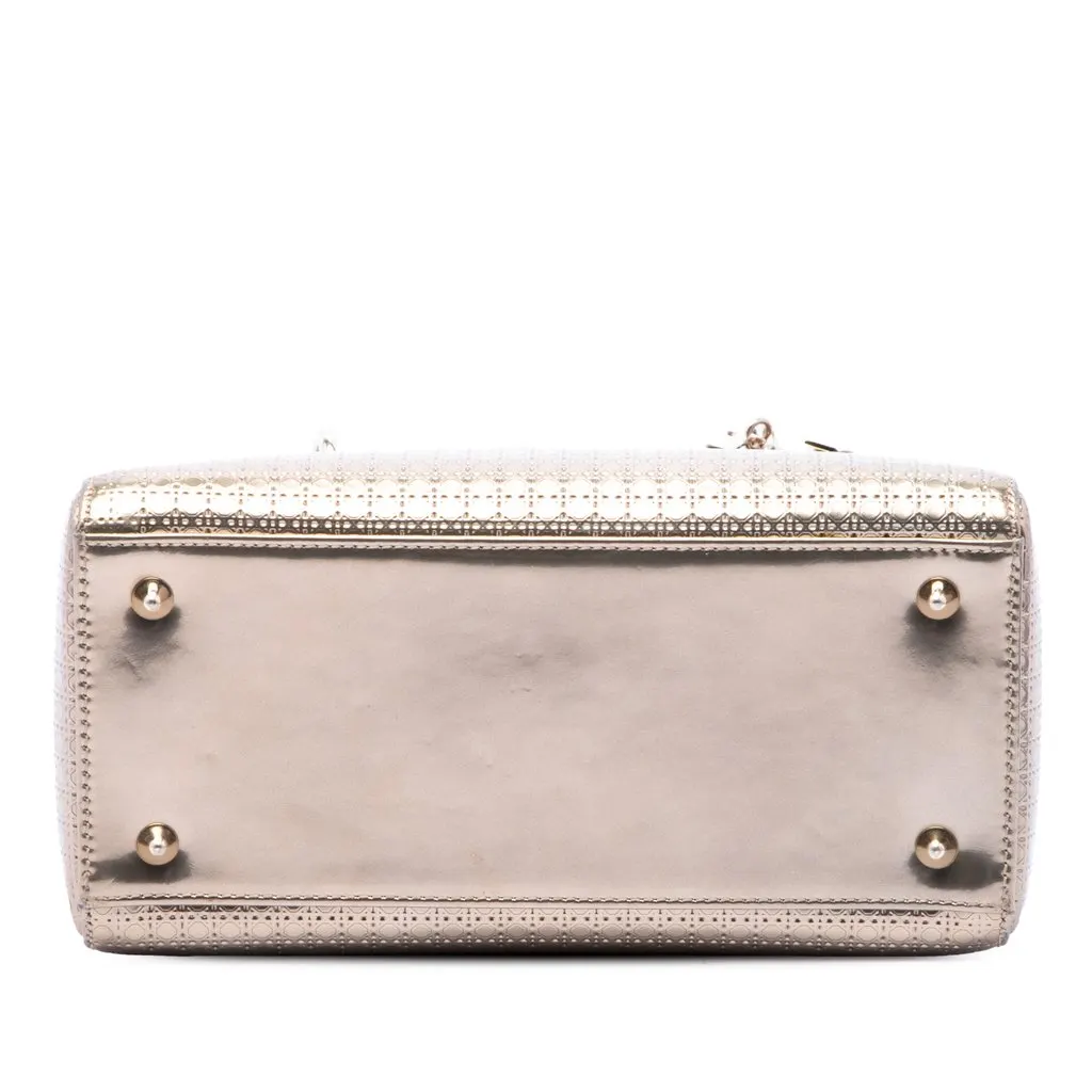 Dior Medium Metallic Patent Microcannage Lady Dior Gold Leather Very good - Inside View