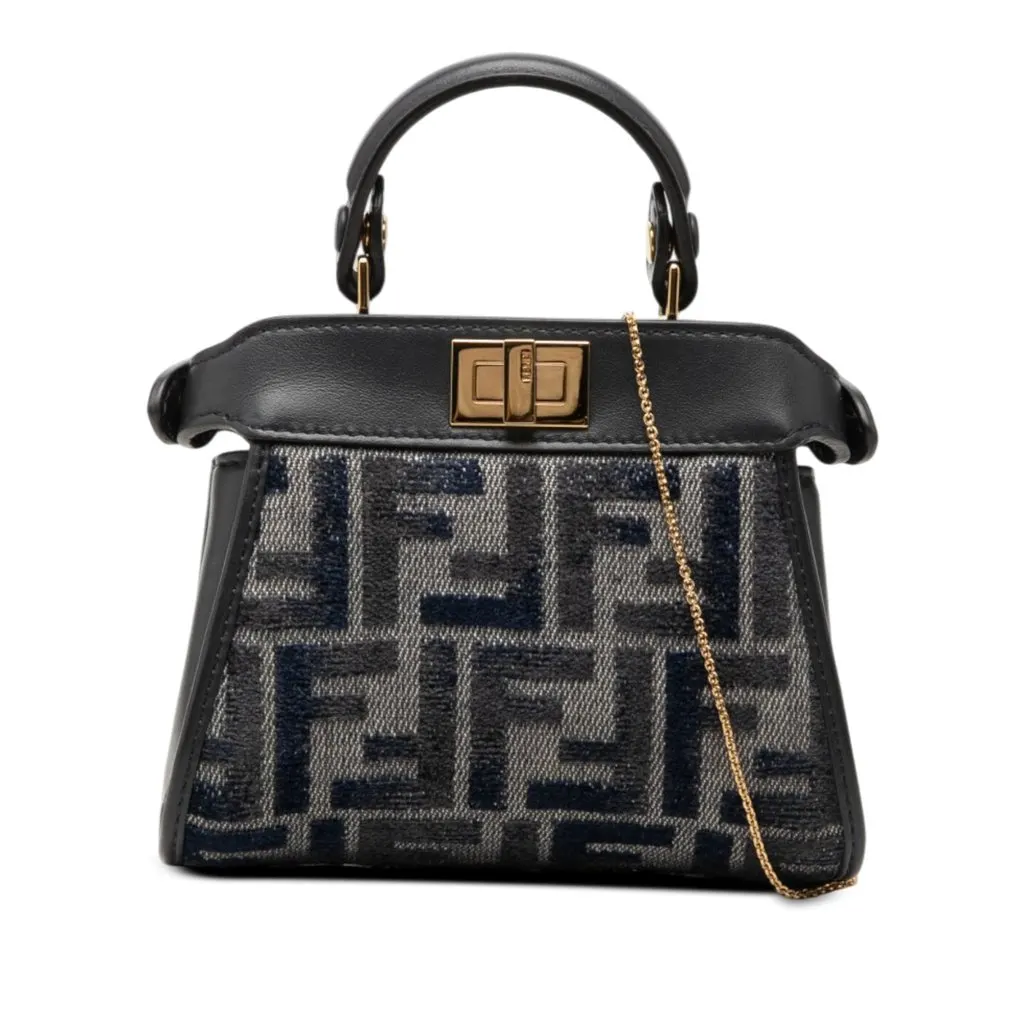 Fendi Nano Zucca Chenille Peekaboo Satchel MultiColor Very good - Front View