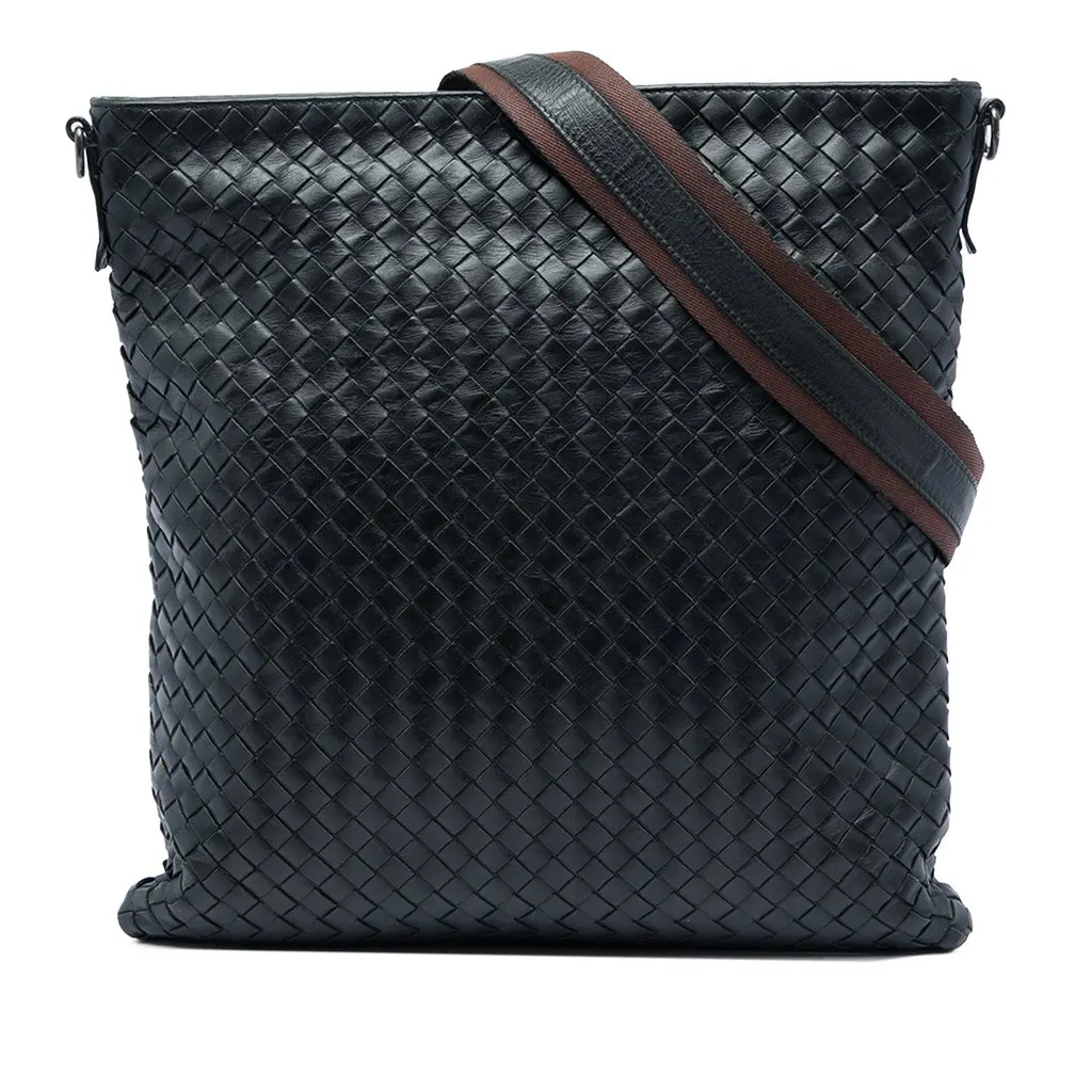 Bottega Veneta Nappa Intrecciato VN Crossbody Black Leather Good - Front View