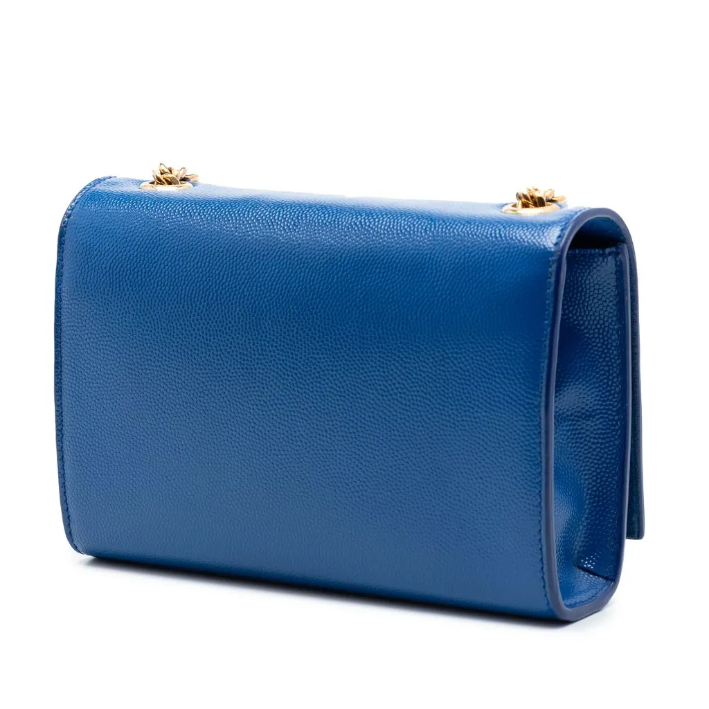 Saint Laurent Small Grain De Poudre Monogram Kate Crossbody Blue Leather Very good - Back View