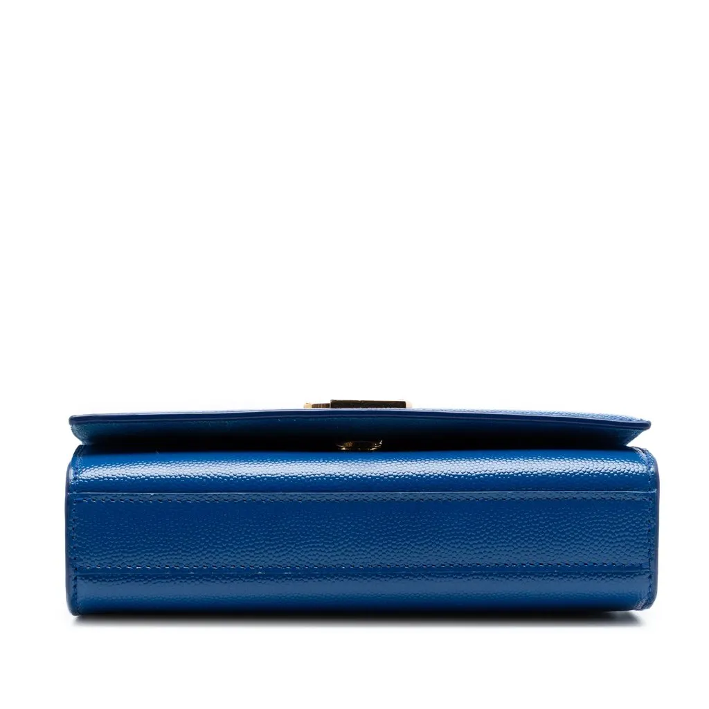 Saint Laurent Small Grain De Poudre Monogram Kate Crossbody Blue Leather Very good - Inside View