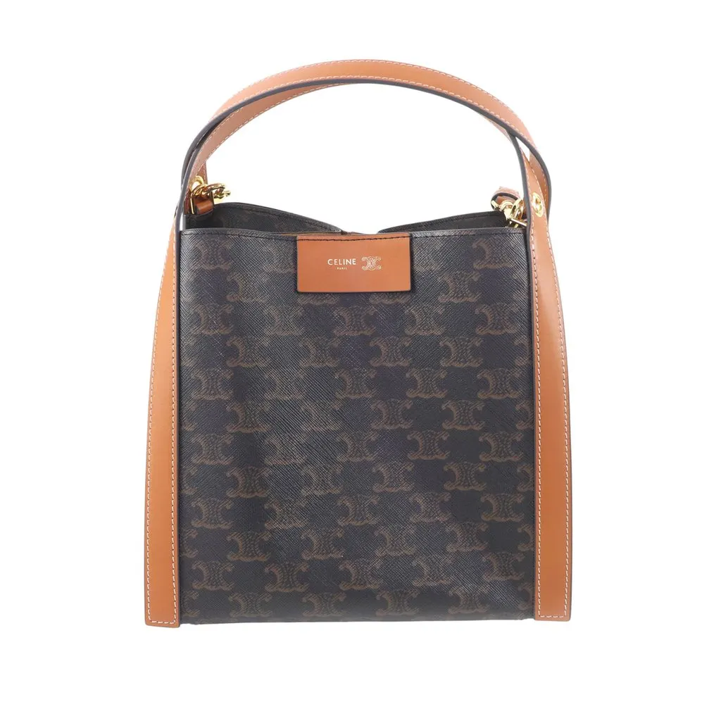 Celine Small Triomphe Coated Canvas Cube Satchel Black Very good - Front View