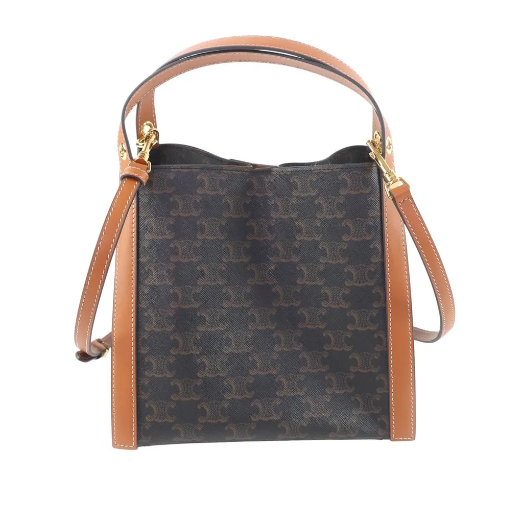 Celine Small Triomphe Coated Canvas Cube Satchel Black Very good - Back View
