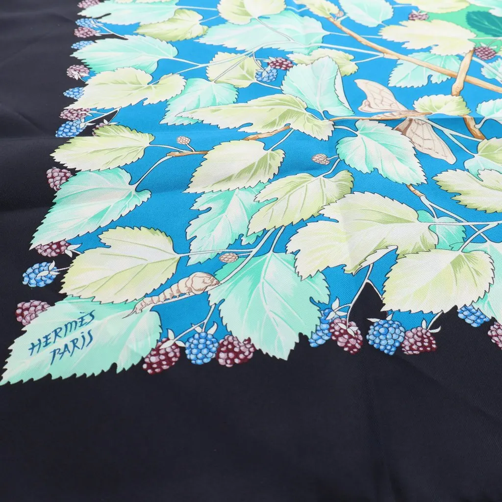 Hermès L Arbre de Soie Silk Scarf 90 Black Very good - Box View