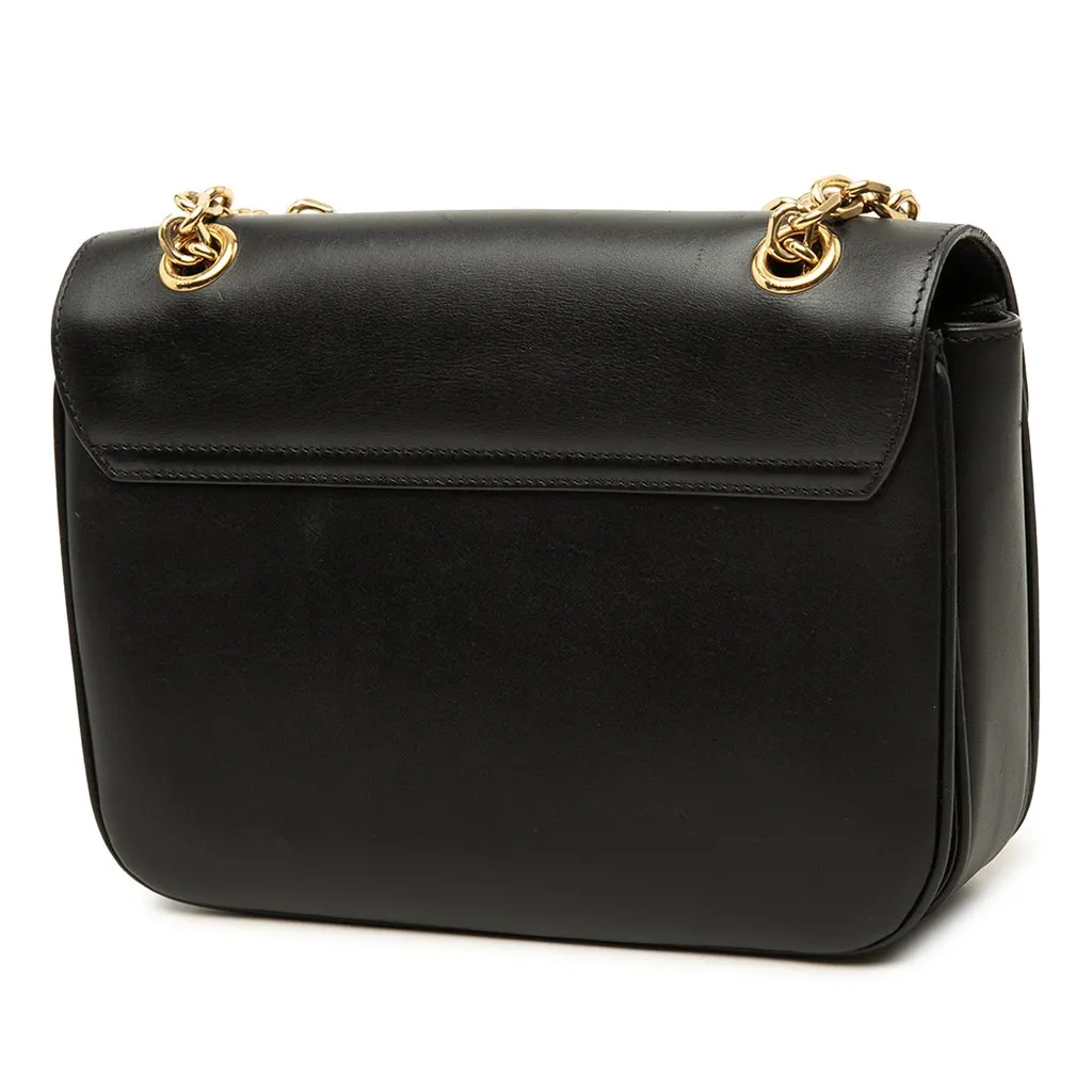 Celine Medium Shiny Calfskin C Shoulder Bag Black Leather Good - Back View