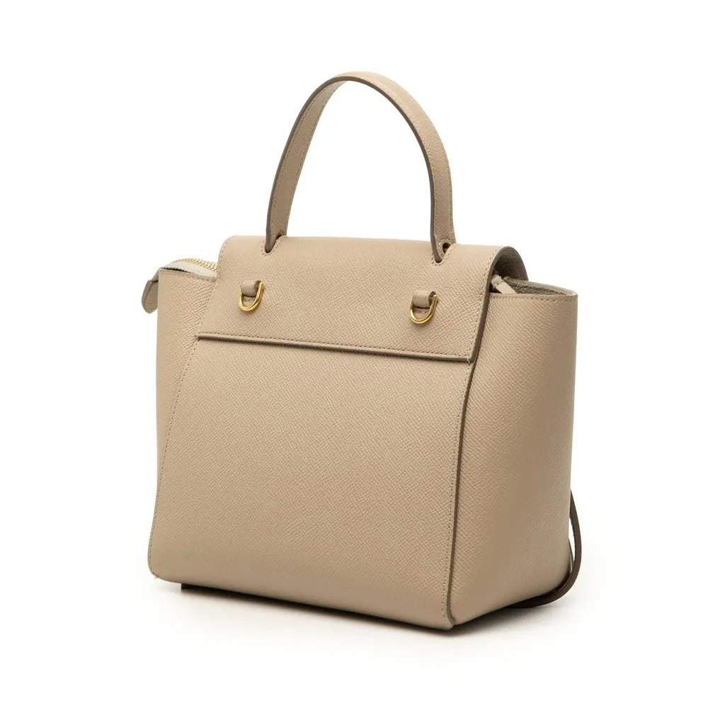 Celine Nano Grained Calfskin Belt Bag Beige Leather Good - Back View