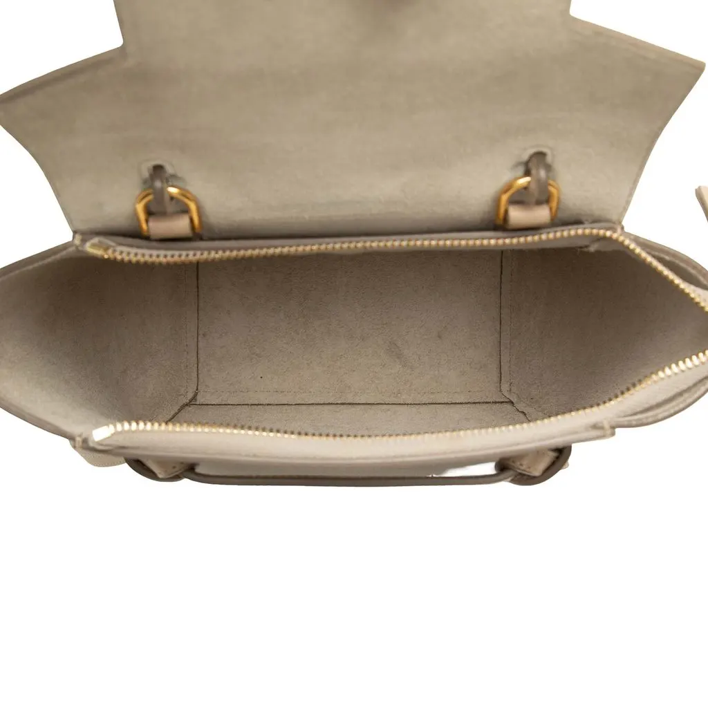 Celine Nano Grained Calfskin Belt Bag Beige Leather Good - Model View