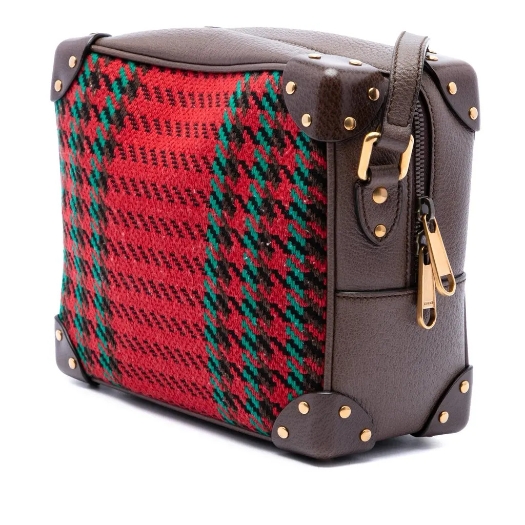 Gucci Houndstooth Canvas Soft Trunk Crossbody Red Very good - Back View